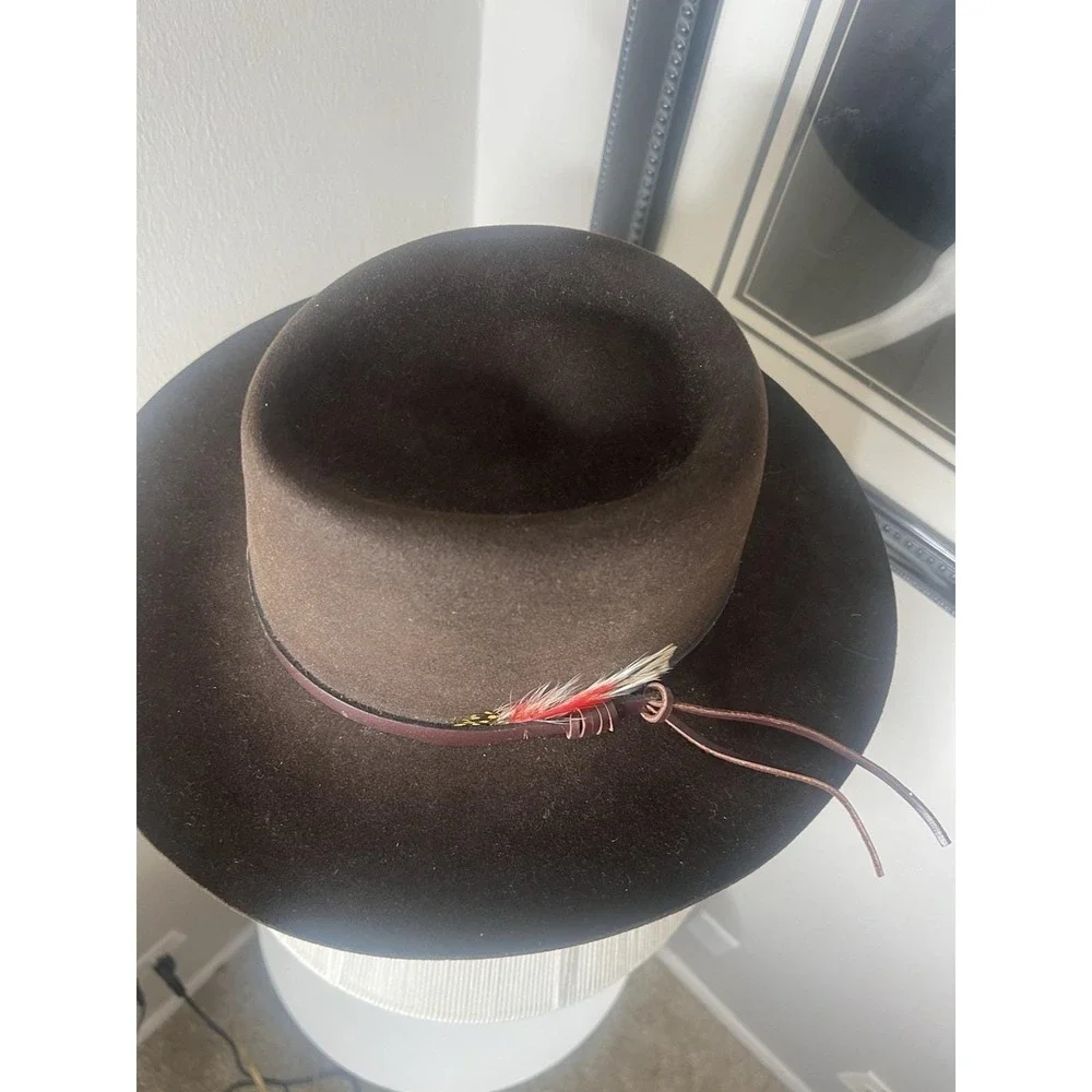 Flechet Western Cowboy Hat Brown Longhorn Genuine Fur Felt
